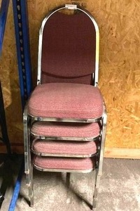 lot 12 image: 4 stacking chromecushion chairs one money