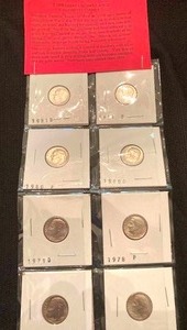 lot 41 image: 8 Brilliant Uncirculated Roosevelt DimesProof Set of Coins