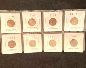 lot 46 image: 8 Wheat Pennies6 Buffalo Nickels8 Buffalo Nickels