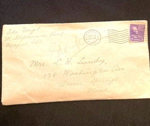 lot 47 image: Envelope filled with old postmarked stamps