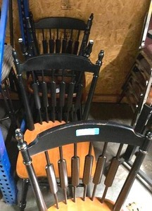 lot 28 image: Set of 4 wooden chairs ONE MONEY