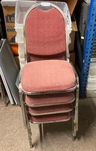 lot 68 image: 4 stacking chromecushion chairs one money