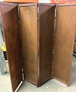 lot 69 image: Vintage wood Panel Room Divider 4 panels 72 x 17 each