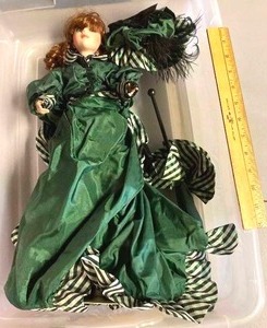 lot 83 image: Large Doll with Hat and Parasol damaged hand wstand