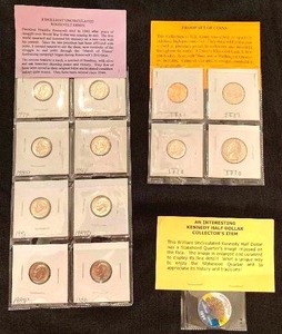 lot 130 image: 8 Brilliant Uncirculated Roosevelt DimesProof Set of CoinsKennedy Half Dollar Statehood EditionEisenhower Silver Dollar 1972