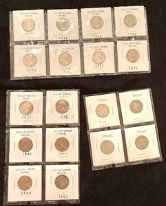 lot 137 image: 14 Old Jefferson Nickels4 V Nickels