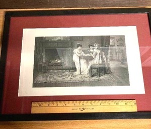 lot 160 image: 2 Framed Edwardian Lithographs &amp English collectors plate