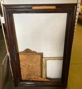 lot 163 image: Frames - Lrg. Wood, Old Composite framed tapestry, gilded &amp wood scroll pc