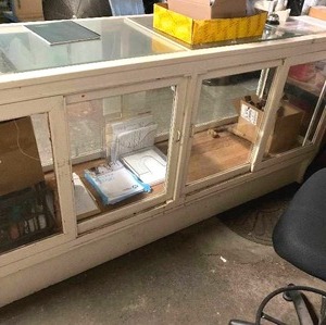 lot 167 image: Antique Dry Goods Counter (96 x 42 x 26) also from the Bon Ton in Forreston, TX - counter only - not contents