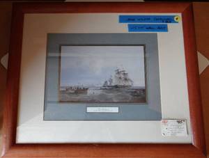 lot 4 image: BEAUTIFUL JOHN WILSON CARMICHAEL OLD HARTLEPOOL CLIPPER SHIP PRINT - MATTED & FRAMED UNDER GLASS - MEASURES 19 X 22