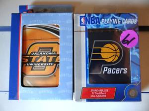 lot 61 image: INDIANA PACERS & OKLAHOME STATE LICENSED PLAYING CARDS - NEW IN BOX