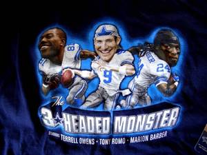 lot 79 image: 3 HEADED MONSTER - DALLAS COWBOYS YOUTH MEDIUM T SHIRT W TAGS