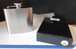 lot 116 image: Visol Products The Debonaire Classic Stainless Steel Alcohol Liquor Flask 6 oz - NIB