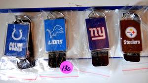 lot 130 image: OFFICIAL NFL LICENSED NFL KEYCHAINS - COLTS, LIONS, GIANTS, & STEELERS