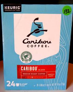 lot 132 image: CARIBOU COFFEE (KUERIG- 24 COUNT) MEDIUM ROAST COFFEE