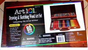 lot 135 image: ART 101 - 80 PIECE ART KIT - NEWSEALED IN BOX
