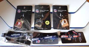 lot 173 image: ASSORTMENT OF NFL & NHL DOG COLLAR CHARMS & COLLARS - SEE PHOTOS FOR TEAMS