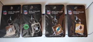 lot 174 image: ASSORTMENT OF NFL DOG COLLAR CHARMS - EAGLES, RAIDERS, DOLPHINS, & REDSKINS