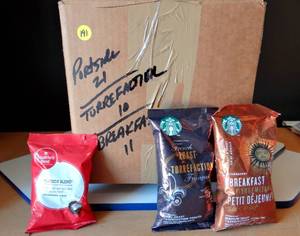 lot 191 image: ASSORTMENT OF COFFEE PACKETS  - COUNTS INDICATED IN PHOTO - 42 PACKS TOTAL