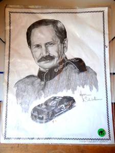 lot 195 image: Dale Adkins Art Dale Earnhardt Sketch Drawing Print  - 11 X 14