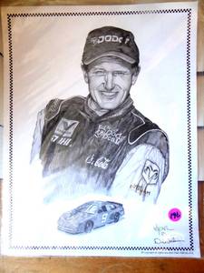 lot 196 image: Dale Adkins Art BILL ELLIOTT Sketch Drawing Print  - 11 X 14