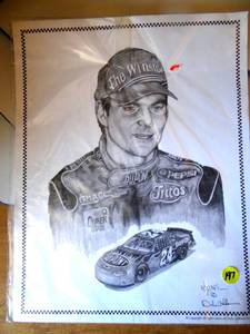 lot 197 image: Dale Adkins Art Sketch 11 x 14 NASCAR Jeff Gordon #24 The Winston