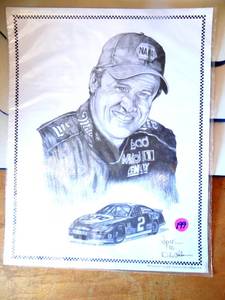 lot 199 image: Rusty Wallace #2 Dale Adkins Art Drawing Print 11x14 Nascar Picture Portrait