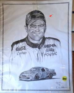 lot 200 image: Dale Adkins Art BOBBY LABONTE Sketch Drawing Print  - 11 X 14