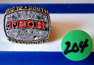 lot 204 image: TEXAS TECH BIG 12 SOUTH REPLICA NATIONAL CHAMPIONSHIP RING (11-1 SEASON) JARED P HARRELL