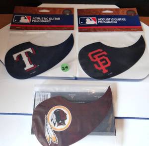 lot 219 image: OFFICIAL PROFESSIONAL LICENSED GUITAR GUARDS - TEXAS RANGERS, SAN FRANCISCO GIANTS, & WASHINGTON REDSKINS