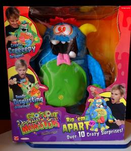 lot 247 image: NIB Gross Out Doodle Monster Target Exclusive Dinosaur Clip Plush Blue Green
