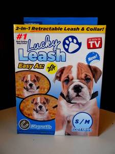lot 254 image: Lucky Leash, Retractable Dog Leash and Collar 2 in 1 for Small Dogs 10 - 35 Lbs - NIB