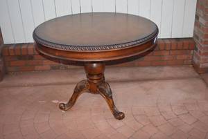 lot 8 image: Pedestal 44 Round Pedestal Table, 32 Tall   DFW SHIPPING COST $25 PICKUP SUNDAY 829 1P-5P