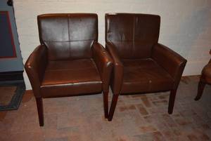 lot 20 image: Brown Upholstered Arm Chairs, 2 Total   DFW SHIPPING COST $20 PICKUP SUNDAY 829 1P-5P