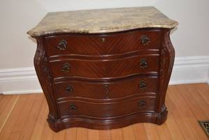 lot 33 image: Marble Top Mahogany File Cabinet Dresser (Matches Lot # 9 and 34), 37 x 22 x 30 tall   DFW SHIPPING COST $20 PICKUP SUNDAY 829 1P-5P