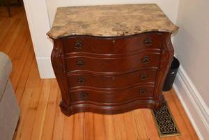 lot 34 image: Marble Top Mahogany File Cabinet Dresser, (Matches Lot # 9 and 33), 37 x 22 x 30 tall    DFW SHIPPING COST $20 PICKUP SUNDAY 829 1P-5P