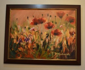 lot 3 image: Framed Giclee by Diana Madaras Poppies, 30x40 (Framed  46 x 1.5 x 36.25)    DFW SHIPPING COST $20 PICKUP SUNDAY 829 1P-5P