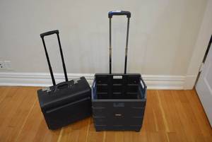 lot 38 image: All-State Legal Leather Rolling Attorney Briefcase and Collapsible Rolling Crate    DFW SHIPPING COST $5 PICKUP SUNDAY 829 1P-5P