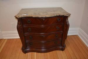lot 52 image: Marble Top File Cabinet, 2 Drawers, (Matches Lot # 33 and 34), 37 x 22 x 30 tall   DFW SHIPPING COST $20 PICKUP SUNDAY 829 1P-5P
