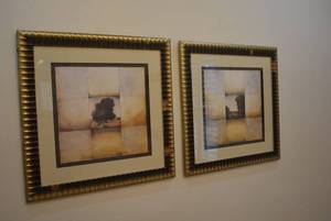 lot 50 image: Pair of Framed Abstract Scenic Prints of Trees, 30 x 1 x 30 tall   DFW SHIPPING COST $10 PICKUP SUNDAY 829 1P-5P
