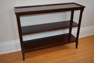 lot 48 image: Bombay Furniture 3-tiered Entry Table, 42 x 13 x 32.5 tall   DFW SHIPPING COST $20 PICKUP SUNDAY 829 1P-5P