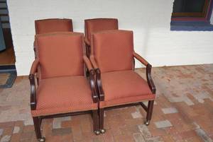 lot 72 image: Set of 4 Rolling Upholstered Office Chairs with Button TrimDFW SHIPPING COST $25 PICKUP SUNDAY 829 1P-5P