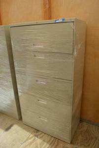lot 58 image: Lateral File Cabinet, 5 Drawers, with Keys, 36 x 20 x 5 7 tall  DFW SHIPPING COST $40 PICKUP SUNDAY 829 1P-5P