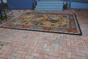 lot 36 image: Safavieh Heritage Red Multicolored Area Rug, 83 x 11 (Needs Repair see pictures)   DFW SHIPPING COST $30 PICKUP SUNDAY 829 1P-5P