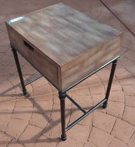 lot 67 image: Side Table with Metal Base, Single Drawer, 19 x 15 x 23.5 tallDFW SHIPPING COST $10 PICKUP SUNDAY 829 1P-5P