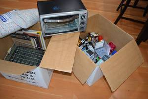 lot 76 image: Misc. Office Supplies B&D Toast-R-Oven, File Baskets, Hole Punch, Bubble Wrap and More, see pictures