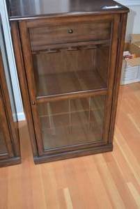 lot 77 image: Glass Front Wine Cabinet, (24 x 20 x 42 tall) DFW SHIPPING COST $20 PICKUP SUNDAY 829 1P-5P