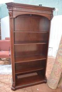 lot 65 image: Lighted Bookcase. Wooden Shelves, 42 x 17 x 6 4 tall  DFW SHIPPING COST $30 PICKUP SUNDAY 829 1P-5P