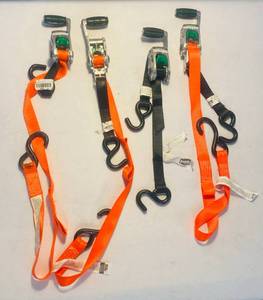 lot 24 image: 4 Ratchet Strap Tie Downs 3000lbs