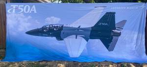 lot 88 image: Lightweight Polyester Wall Hanging Sublimation Print on one side of T50A Fighter Jet 174.5 x 8